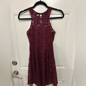 Material Girl Burgundy Lace Dress